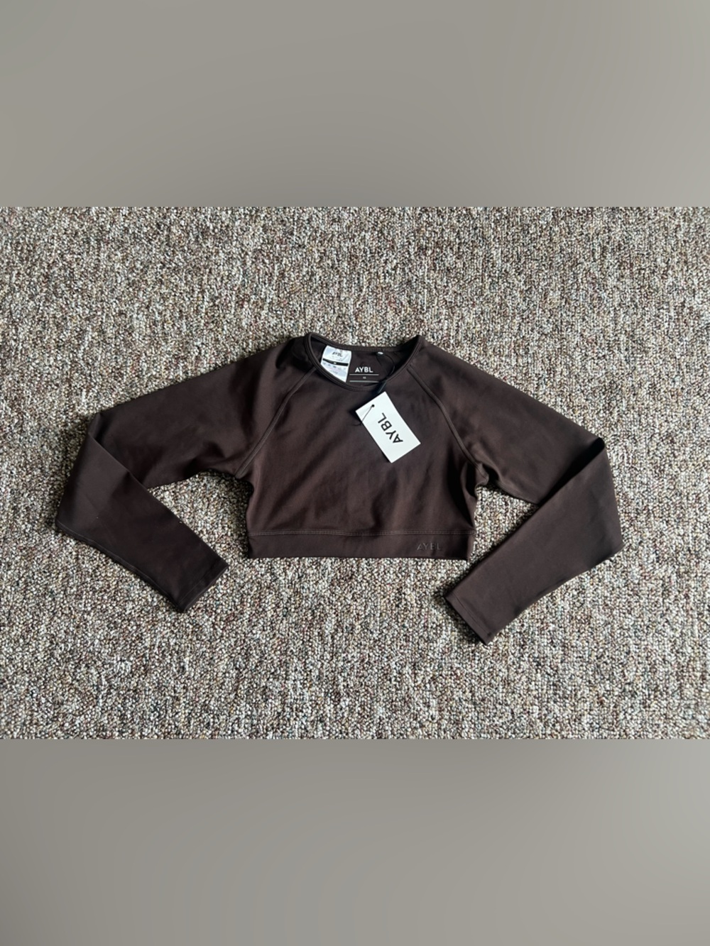 AYBL Empower Seamless Long Sleeve Brown Athletic Women’s Crop Top Size XS New